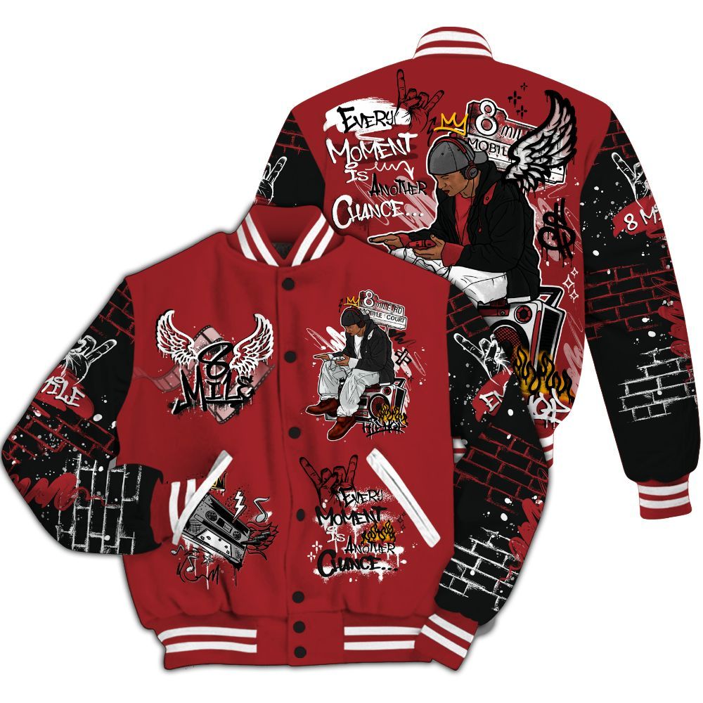 Varsity Jacket To Match Alternate Flu Game 12s - 8Mile Movie Graffiti All Over Print