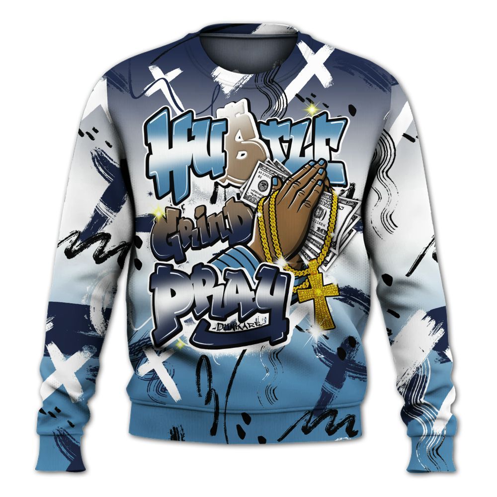 Sweatshirt To Match Air Force 1 Stash - Money Hustle Grind Pray All Over Print