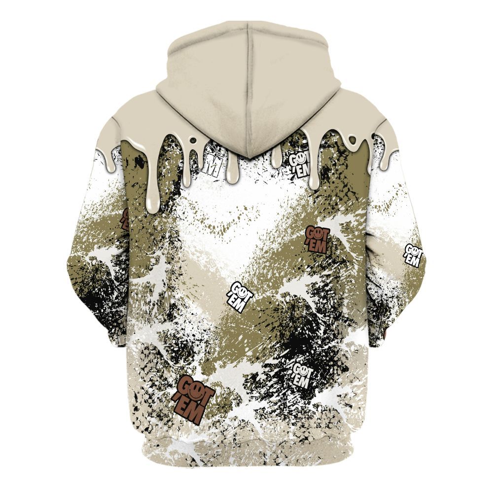 Hoodie To Match Sail Neutral Olive 6s - Dripping 23 Drip All Over Print