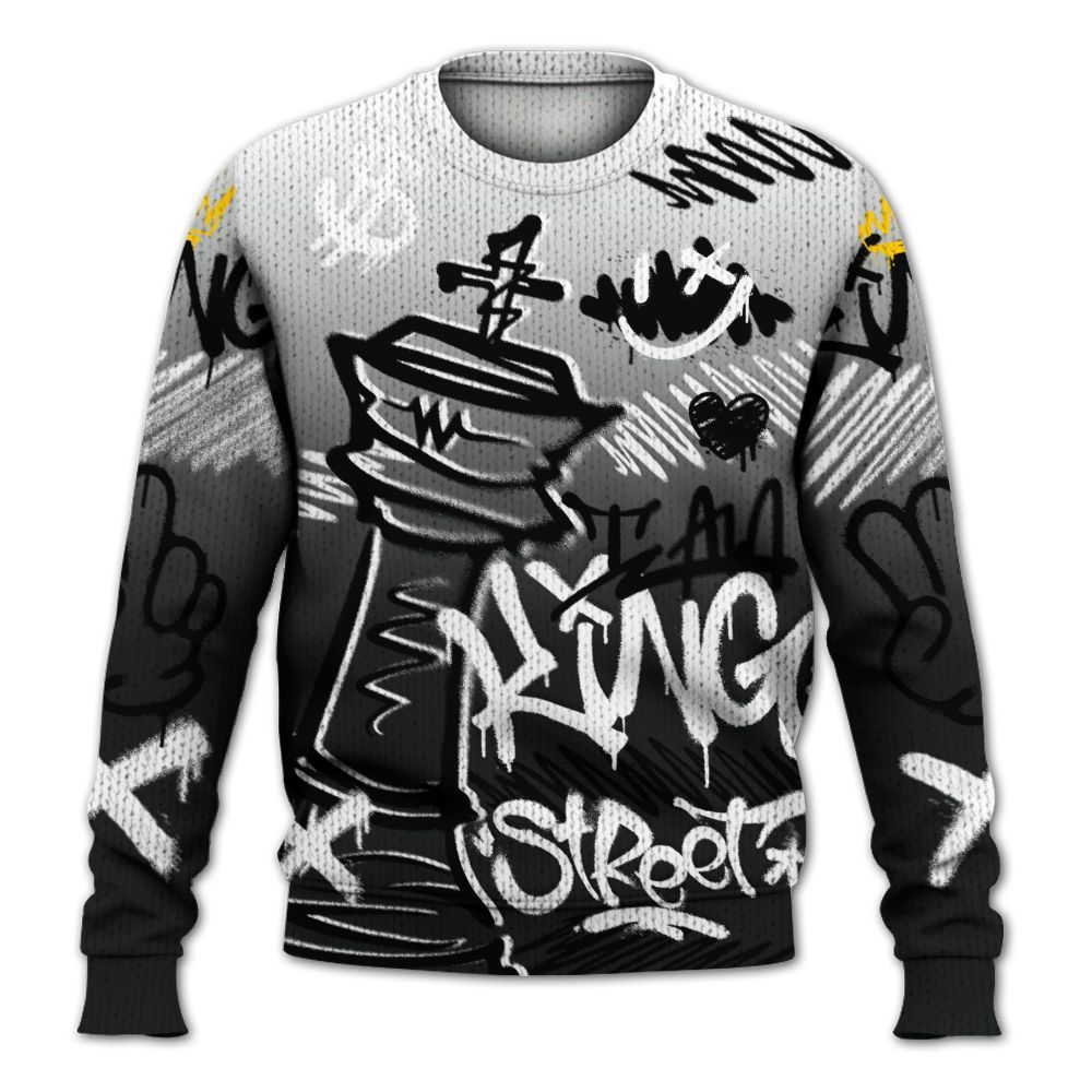 Knitted Sweater To Match Low 85 Metallic Black 1s - Street King Chess Streetwear
