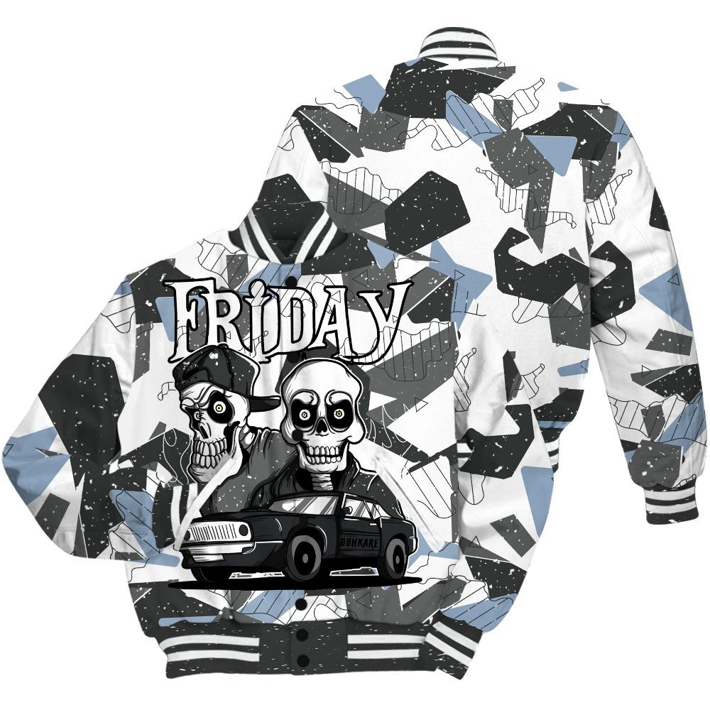 Varsity Jacket To Match Reverse Black White 6s - Friday Funny Retro All Over Print