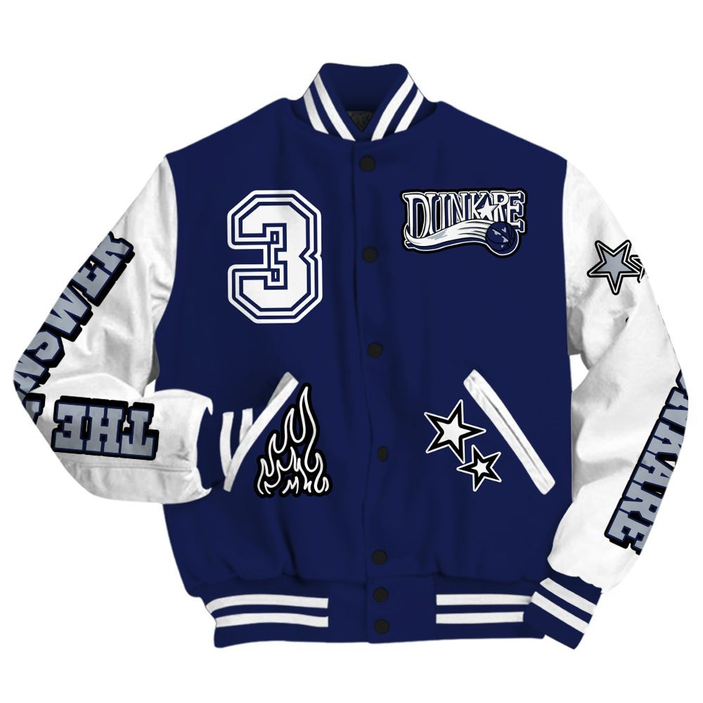 Varsity Jacket To Match Midnight Navy 11s - Allen Answer Skeleton All Over Print