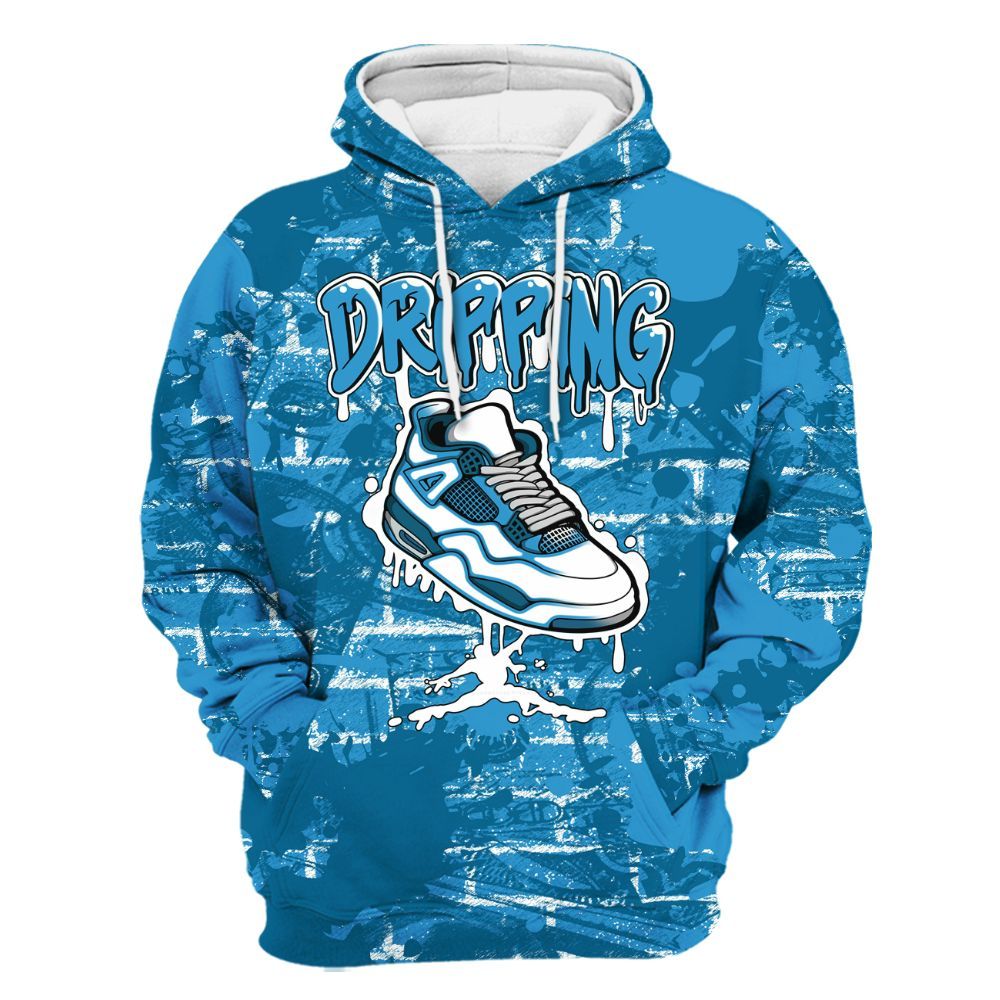 Hoodie To Match Powder Blue 9s - Dripping Shoe 4S Graphic Street Art All Over Print