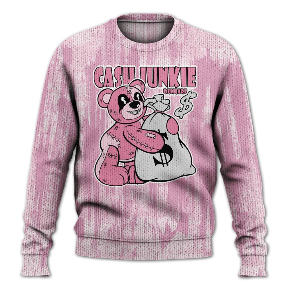 Knitted Sweater To Match Orchid 4s - Cashs Junkie Bear Glitch Art