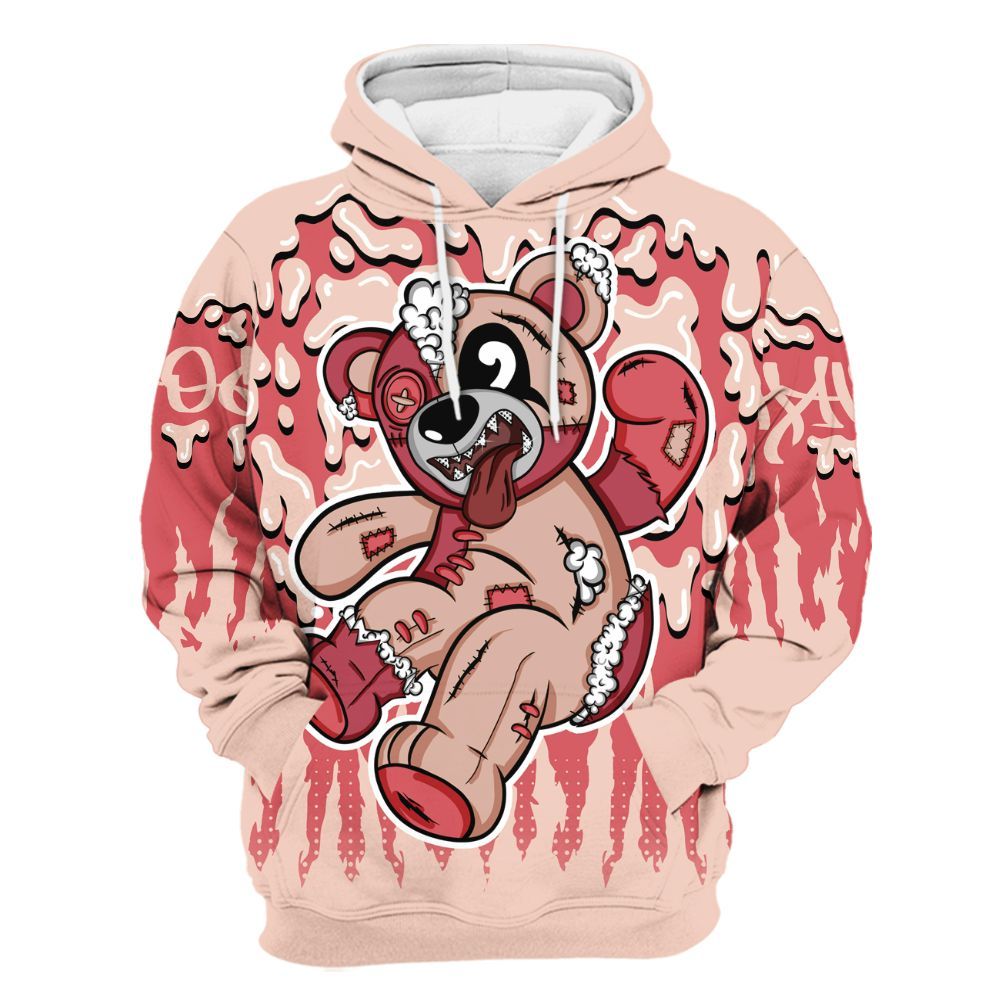 Hoodie To Match Washed Coral 2s Shirt - Havok Bear Dripping All Over Print