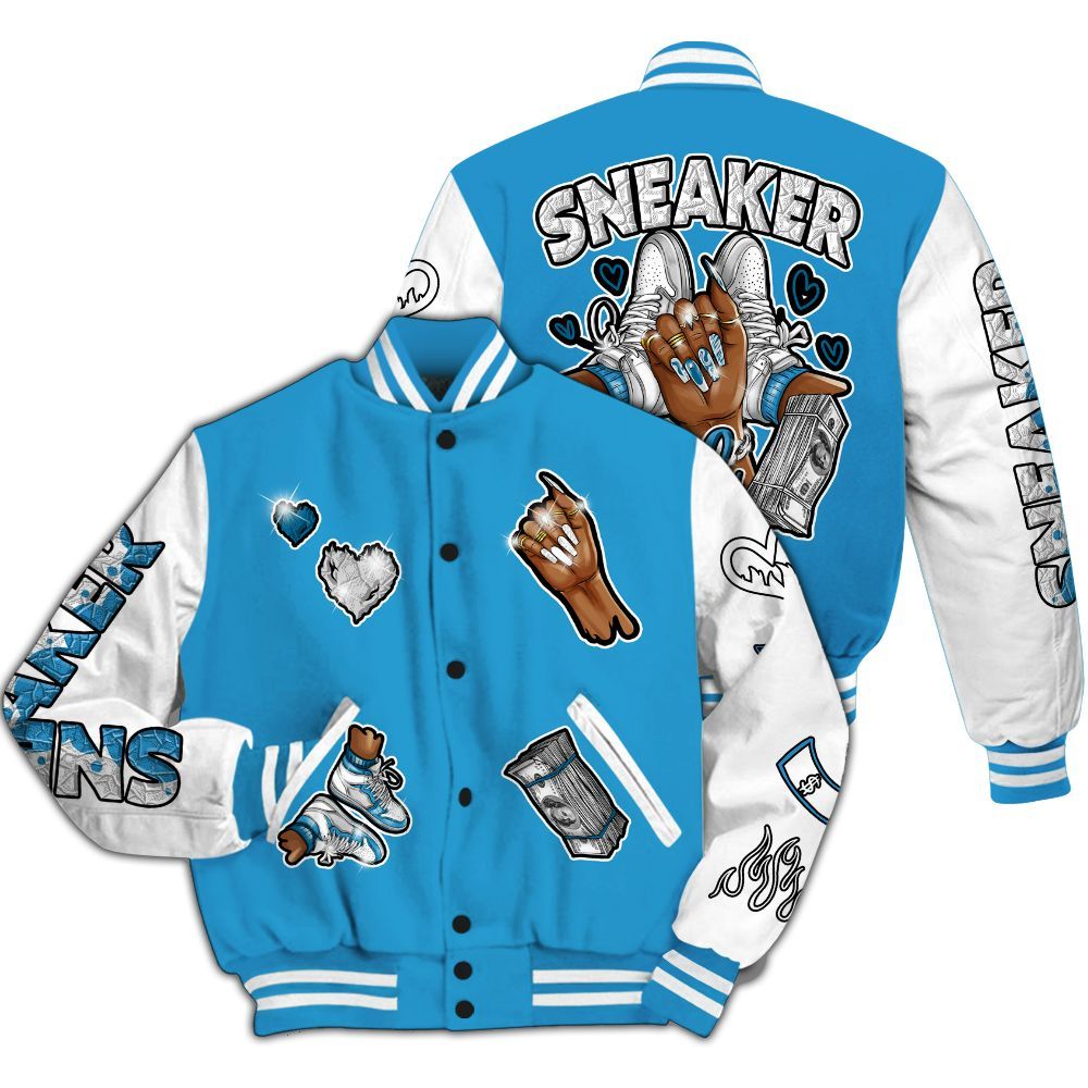 Varsity Jacket To Match Powder Blue 9s - Sneakerz Girlz All Over Print