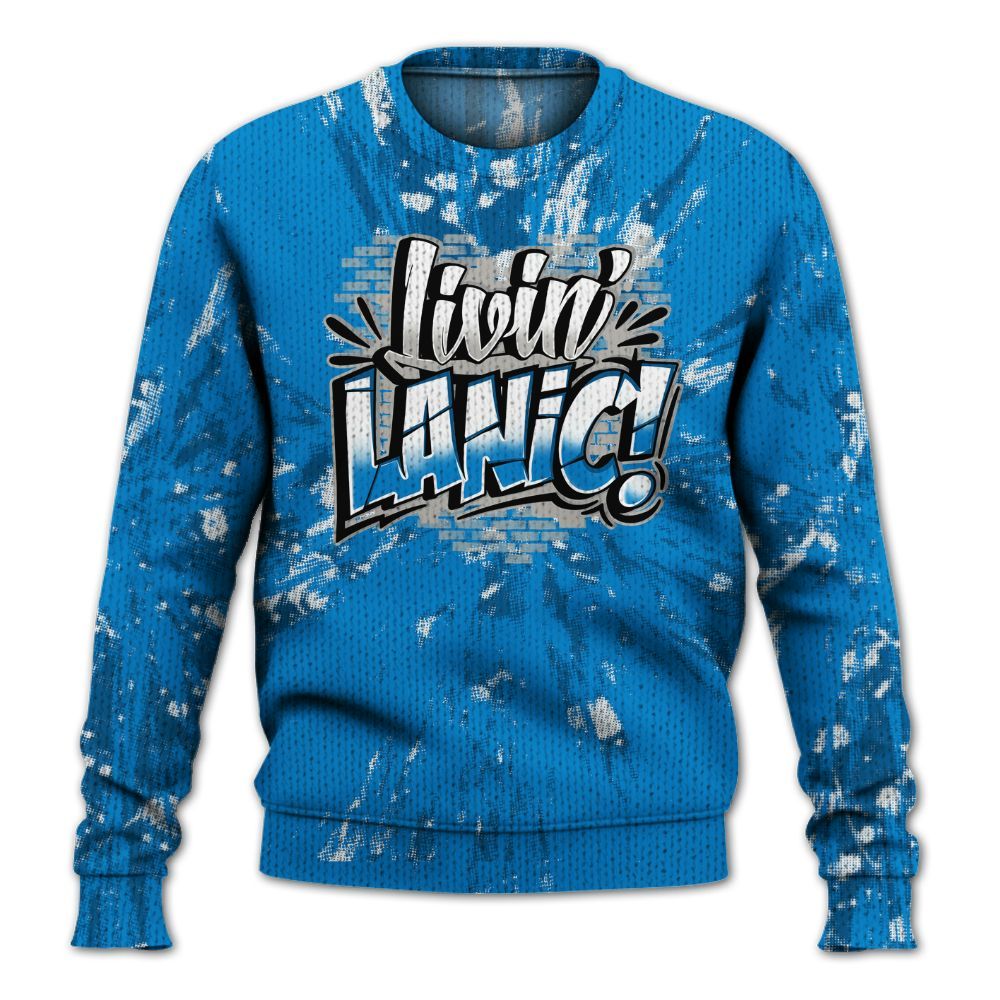 Knitted Sweater To Match Industrial Blue 4s - Living Large Graphic Luxury