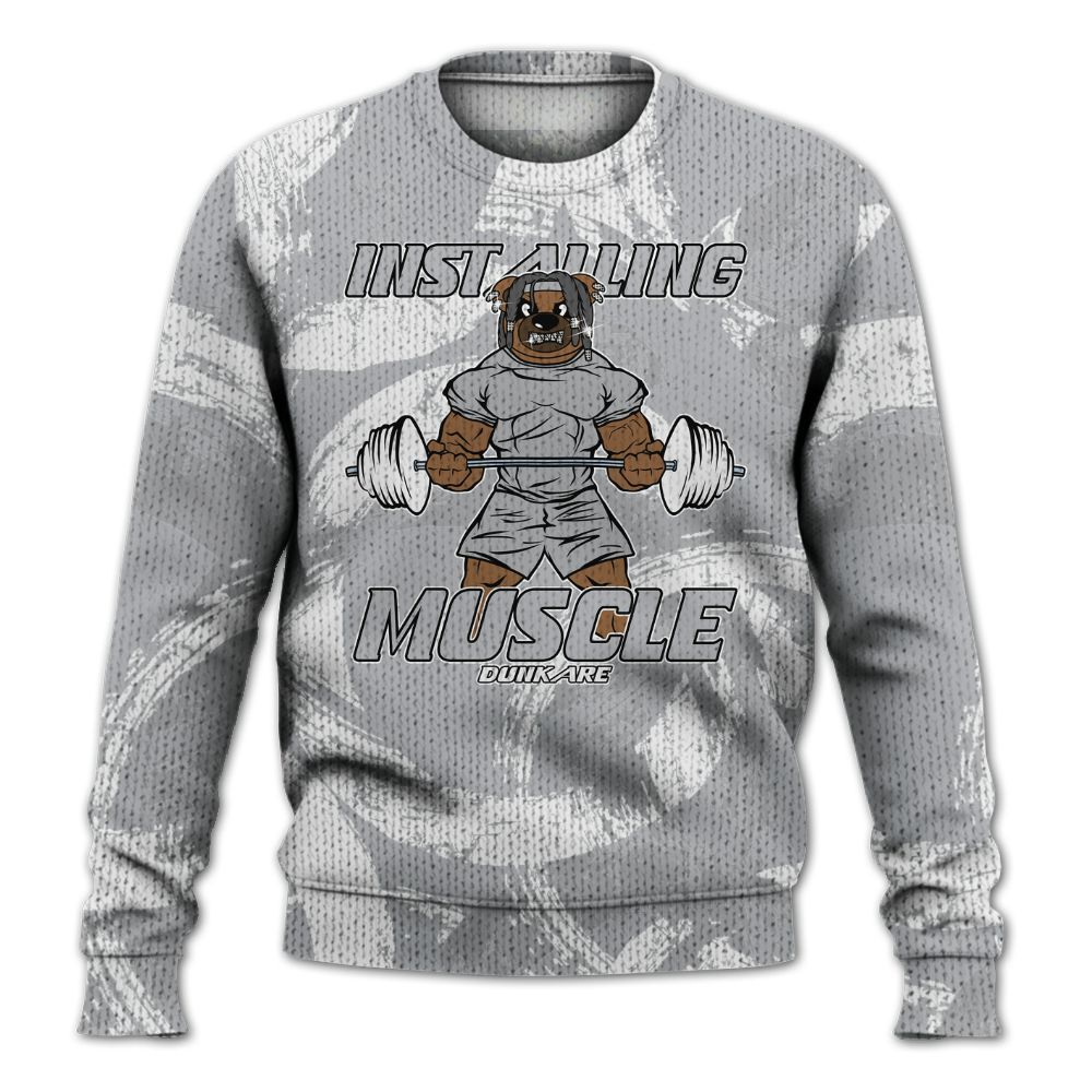 Knitted Sweater To Match Low OG Wolf Grey 1s - Installing Muscle Bear Circle Slpash