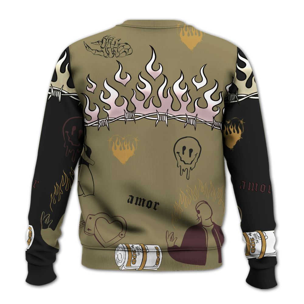 Sweatshirt To Match Black Olive 7s - Snake Trust No One All Over Print