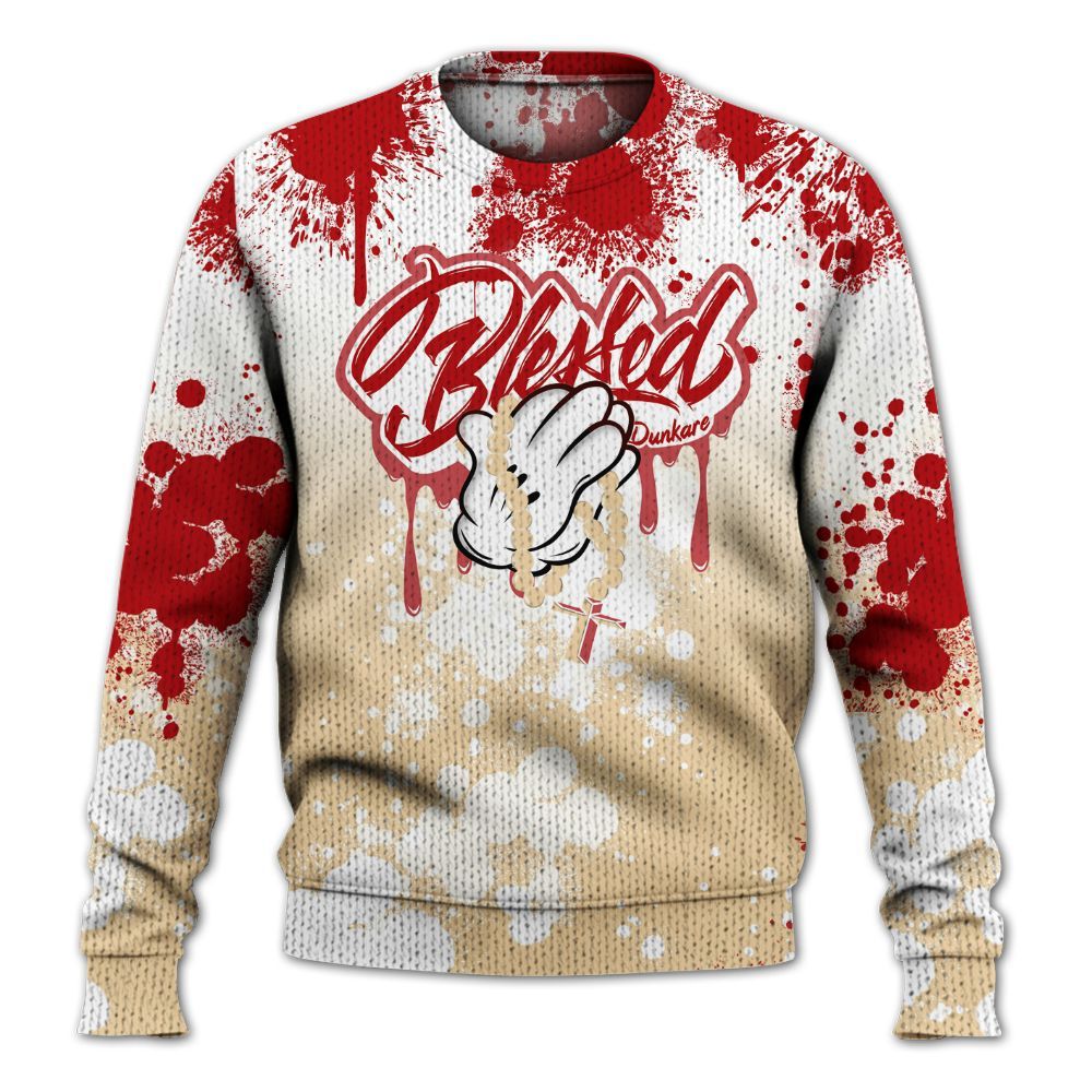 Knitted Sweater To Match Dunk Low Strawberry Waffle - God Blessed Ink Drip