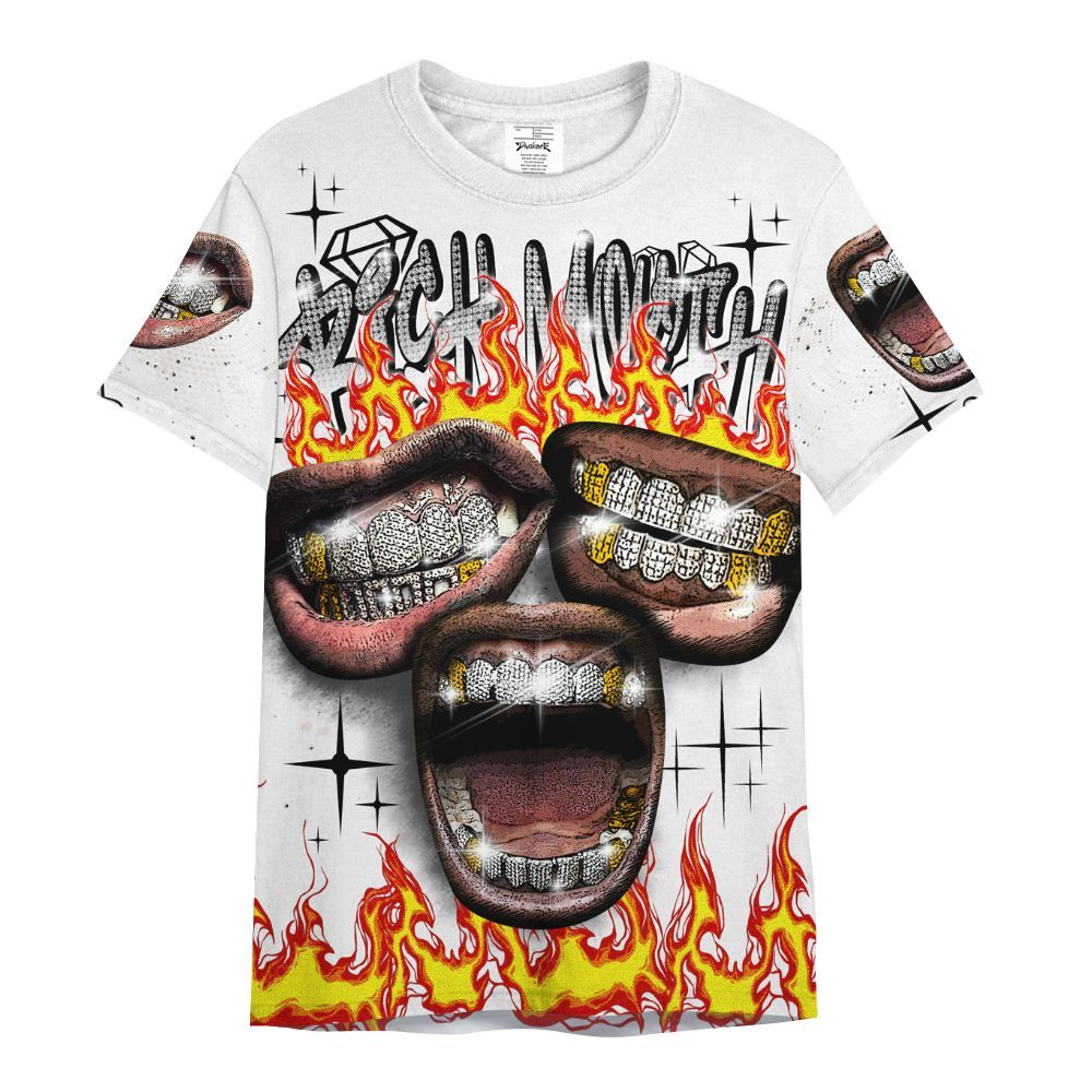Shirt To Match Retro Reverse Metallic 5s - Rich Mouth Fire Rap Retro 90s All Over Print