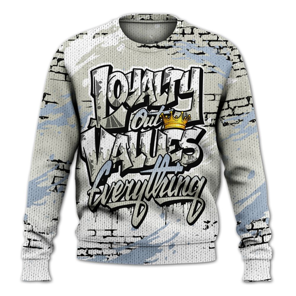 Knitted Sweater To Match Low OG Wolf Grey 1s - Values Of Loyalty Drip