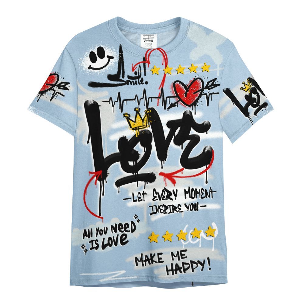 Shirt To Match Forget Me Not 4s - Happy Love Beats Graffiti Streetwear All Over Print