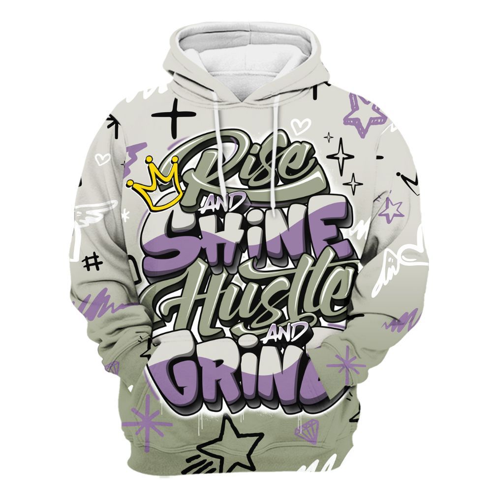 Hoodie To Match Dunk Low Floral Swoosh 2025 - Rise Shine Hustle Grind All Over Print