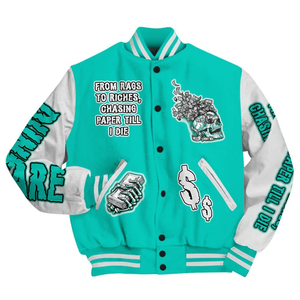 Varsity Jacket To Match Dunk Low Clear Jade - From Rags To Riches All Over Print