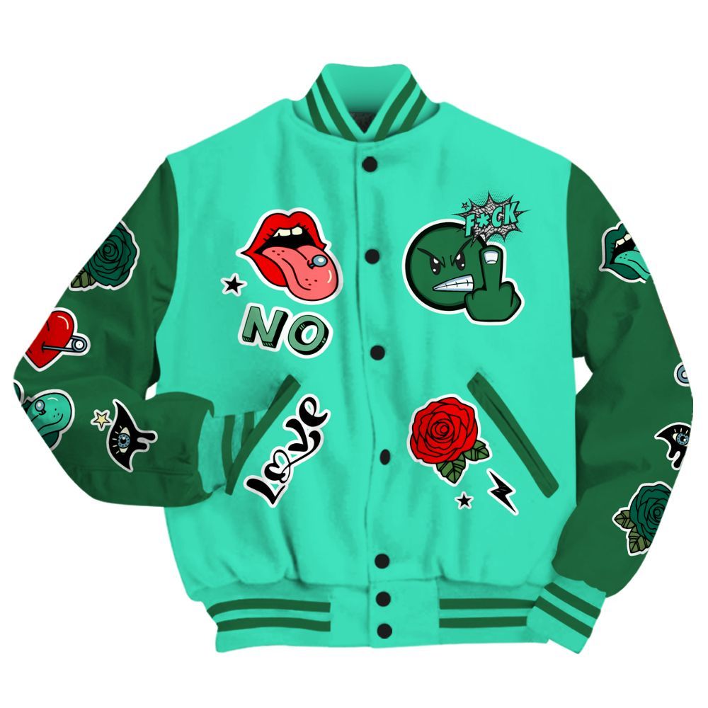 Varsity Jacket To Match Black Green Glow 3s - FK Around Find Out All Over Print