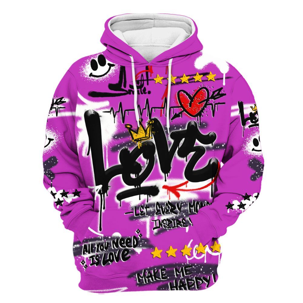 Hoodie To Match Ja 2 Staregazer - Happy Love Beats Graffiti Streetwear All Over Print
