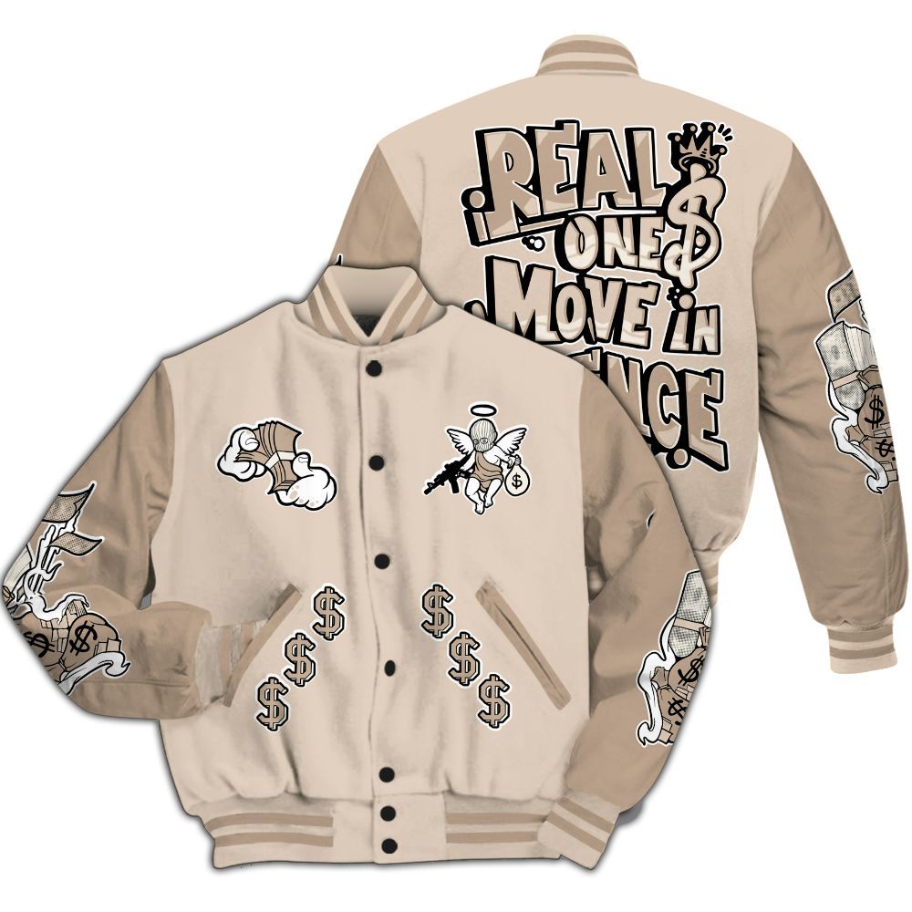 Varsity Jacket To Match Untouchable And Moments Cream - Ones Move In Silence Graphic All Over Print