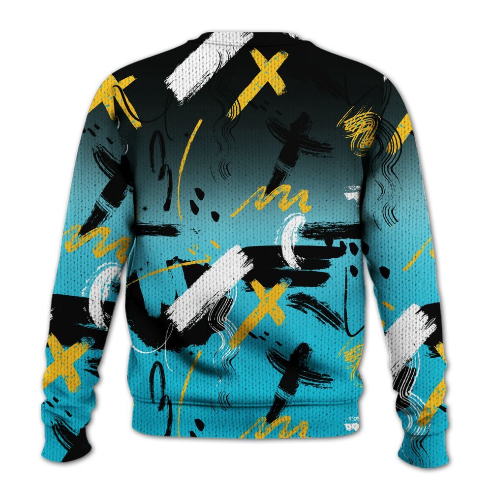 Knitted Sweater To Match Retro Aqua 5s - Money Hustle Grind Pray