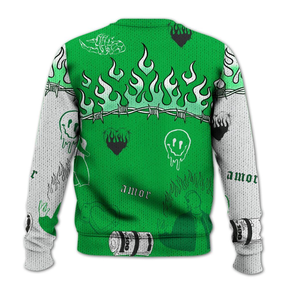 Knitted Sweater To Match Lucky Green 5s - Snake Trust No One