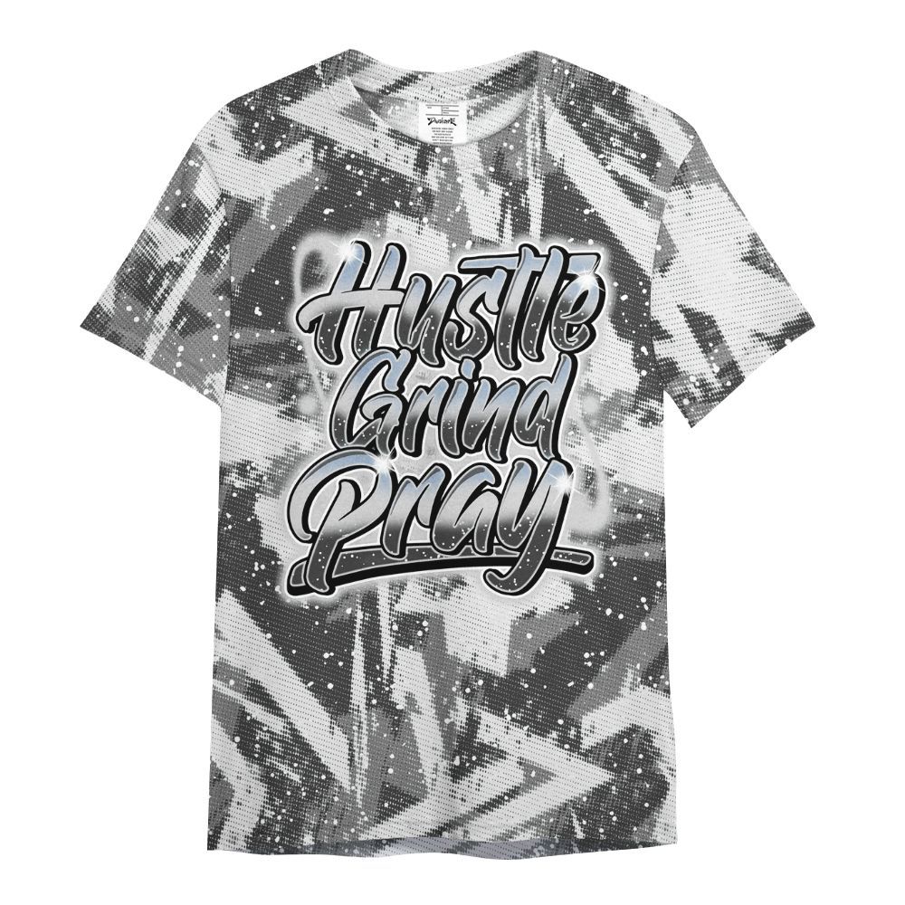 Shirt To Match Reverse Black White 6s - Hustles And Prayer Graphic Halftone All Over Print