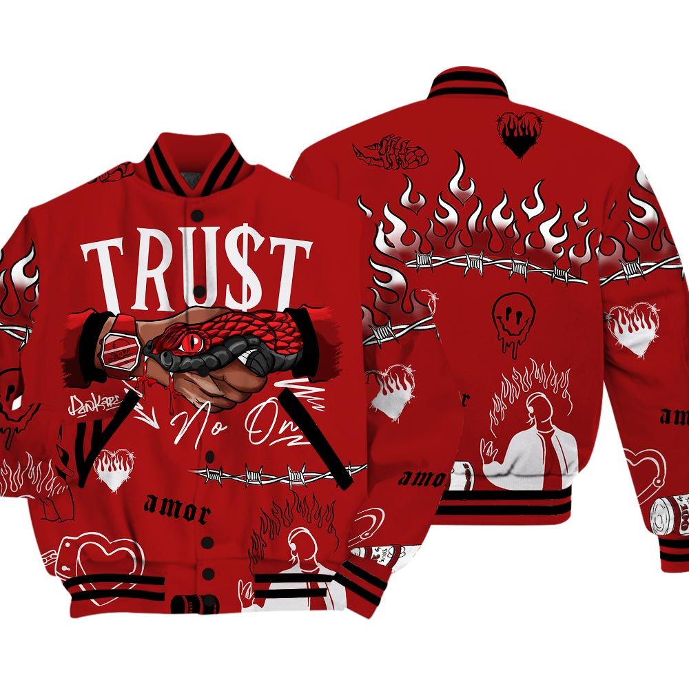 Varsity Jacket To Match Varsity Jacket Snake Trust No One, 12 Red Taxi - To Match Sneaker Red Taxi 12s 2504 NCT