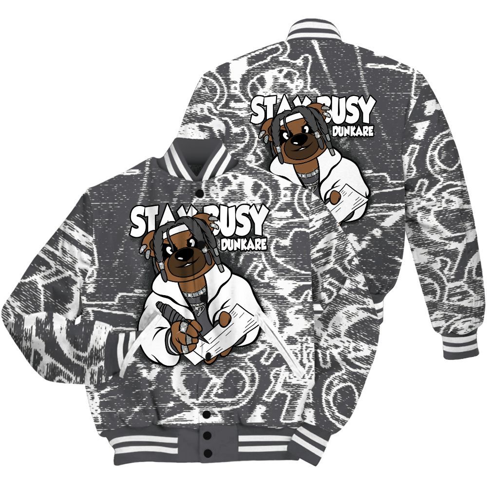 Varsity Jacket To Match White Thunder 4s Shirt - Maintain Activity Bear Avant-Garde All Over Print