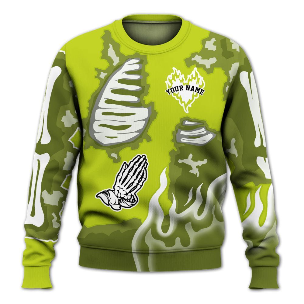 Sweatshirt To Match Bright Cactus 13s - Dislike Us Graphic Burning Custom Name All Over Print