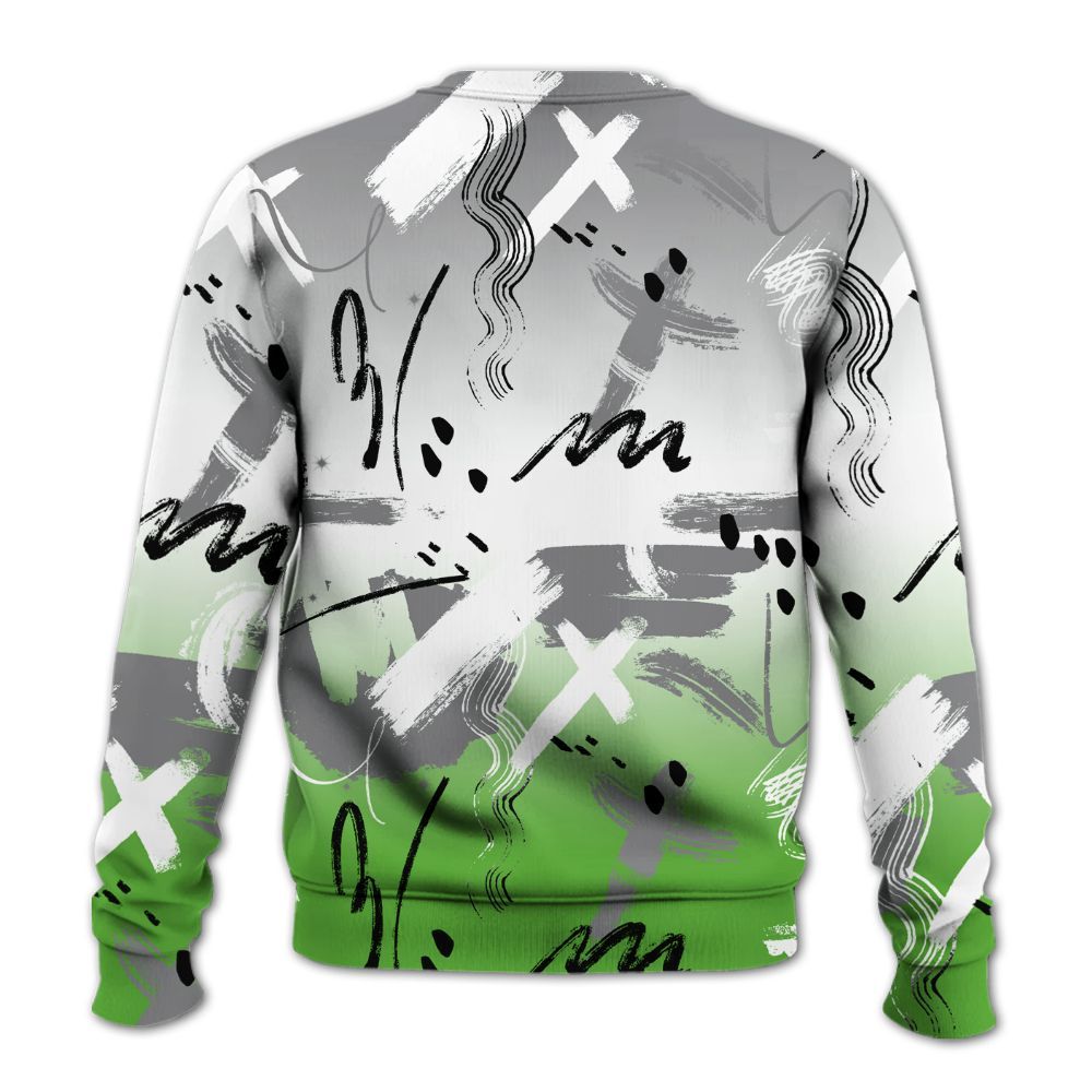 Sweatshirt To Match Retro Green Bean 5s - Money Hustle Grind Pray All Over Print