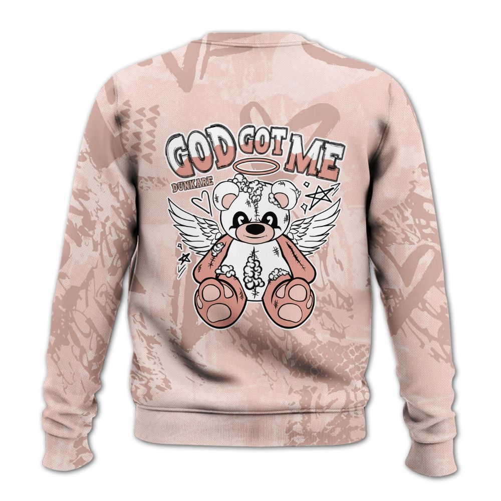 Sweatshirt To Match Low Legend Pink 11s - Gods Guides Me Bear Heart Grunge All Over Print