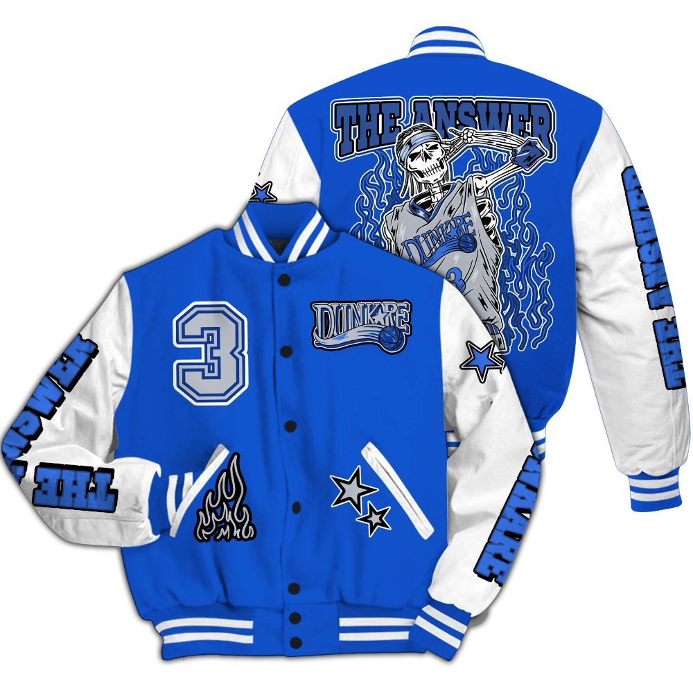 Varsity Jacket To Match Air Foamposite One Royal - Allen Answer Skeleton All Over Print