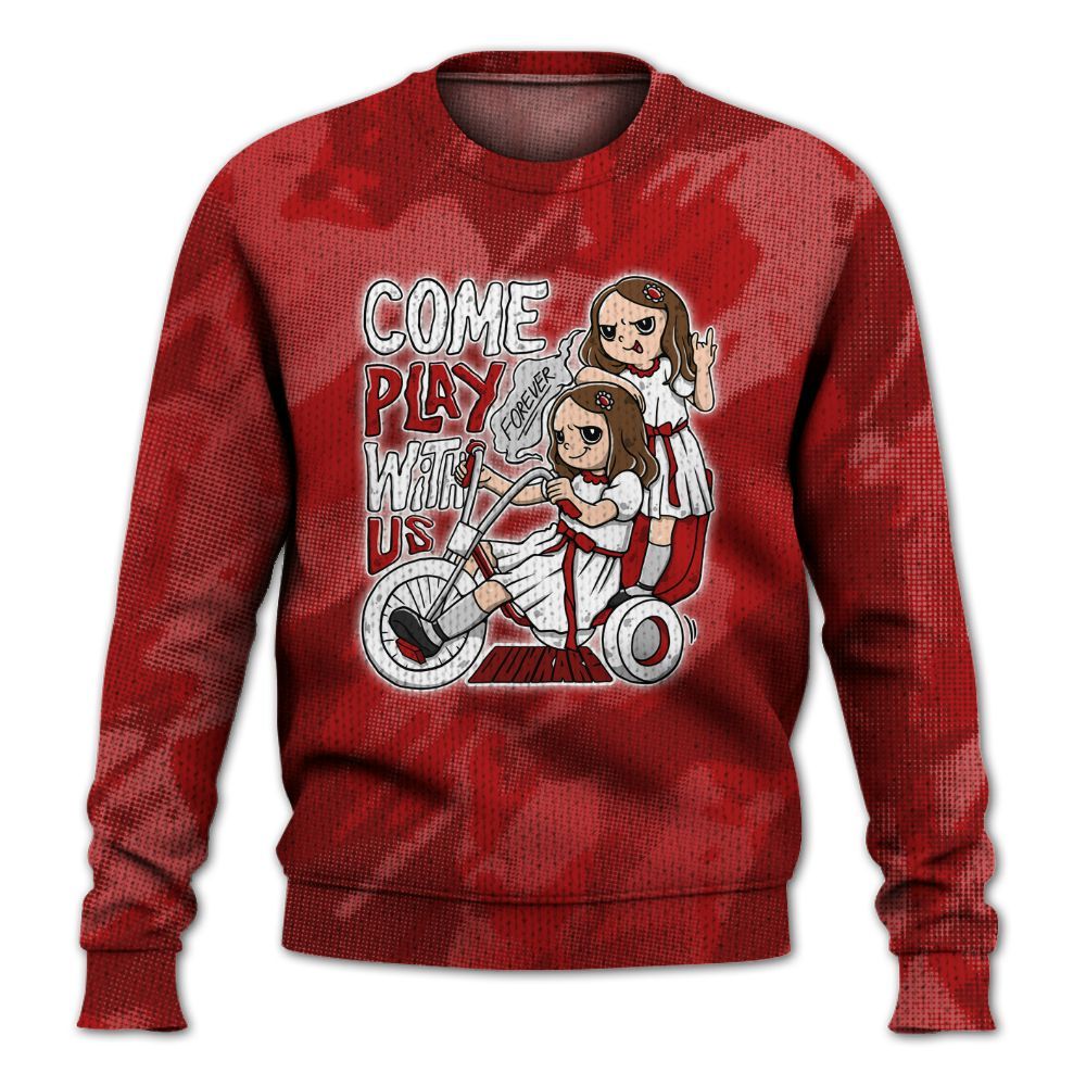 Knitted Sweater To Match Red Taxi 12s - Come Hangout Halloween Abstract Halftone