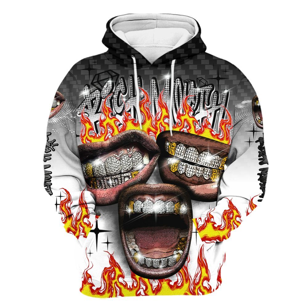 Hoodie To Match Kobe 9 EM Protro Halo - Rich Mouth Fire Rap Retro 90s All Over Print