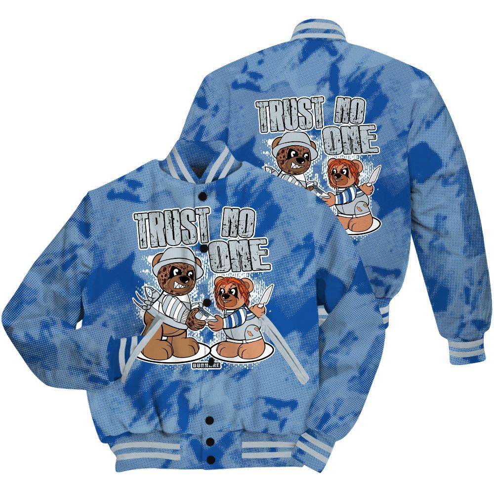 Varsity Jacket To Match Low Space Jam 11s Shirt - Trust No One Bear Abstract Halftone All Over Print