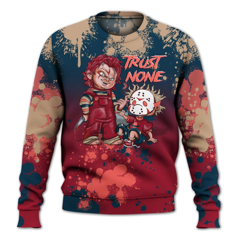 Sweatshirt To Match Mid Multi Color 2022 1s - Trust No One Scary All Over Print