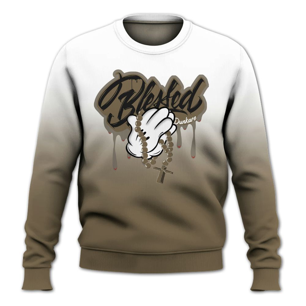 Sweatshirt To Match Olive 9s - God Blessed Drip All Over Print