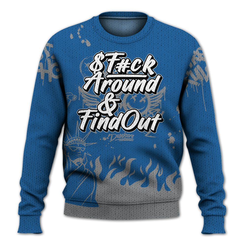 Knitted Sweater To Match French Blue 13s - Graphic Fck Around Find Out