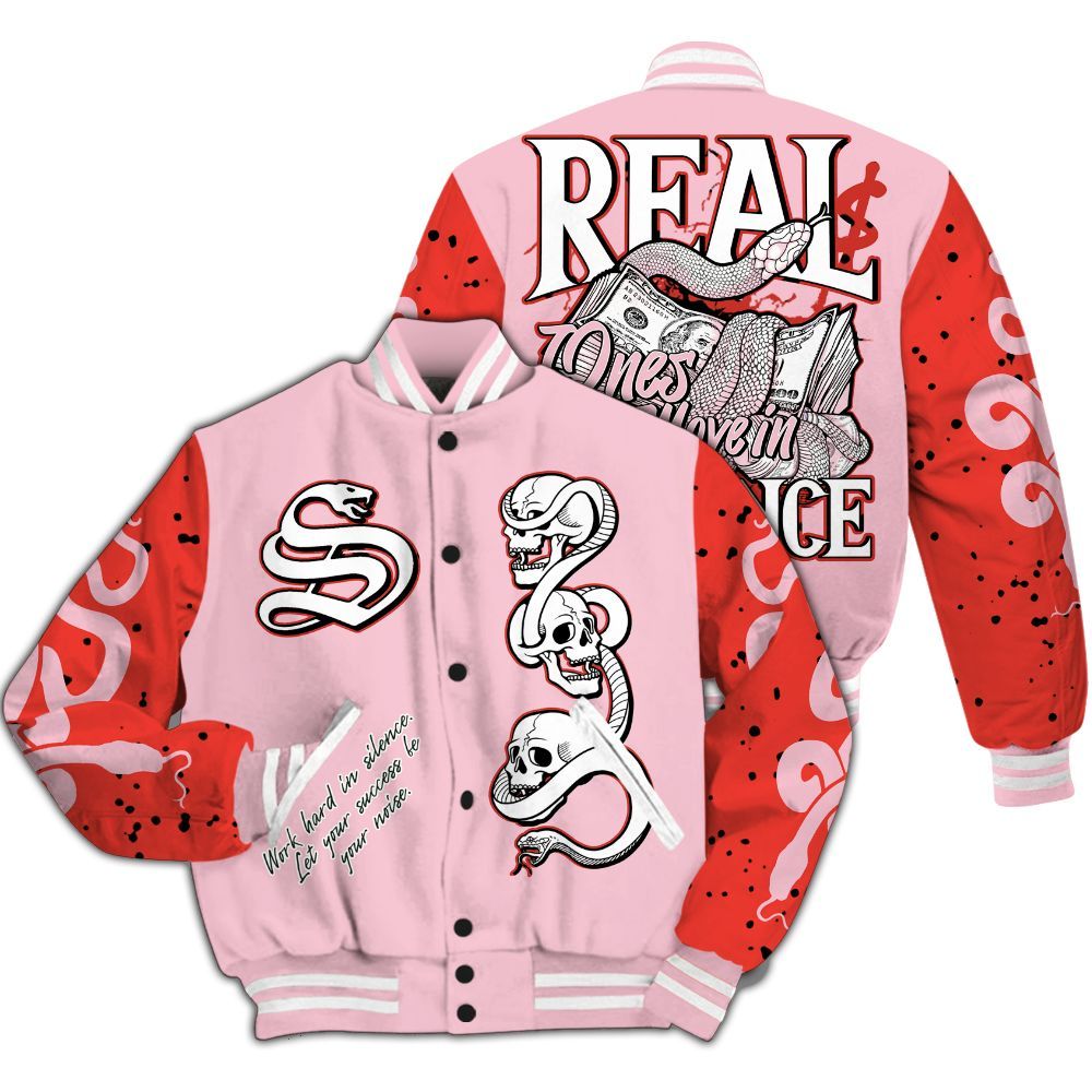 Varsity Jacket To Match Retro Awake Arctic Pink - Snake Move In Silence All Over Print