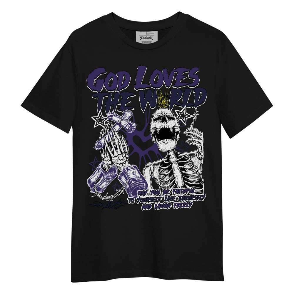 Shirt To Match Retro Court Purple 13s - God Loves The World Unisex Shirt