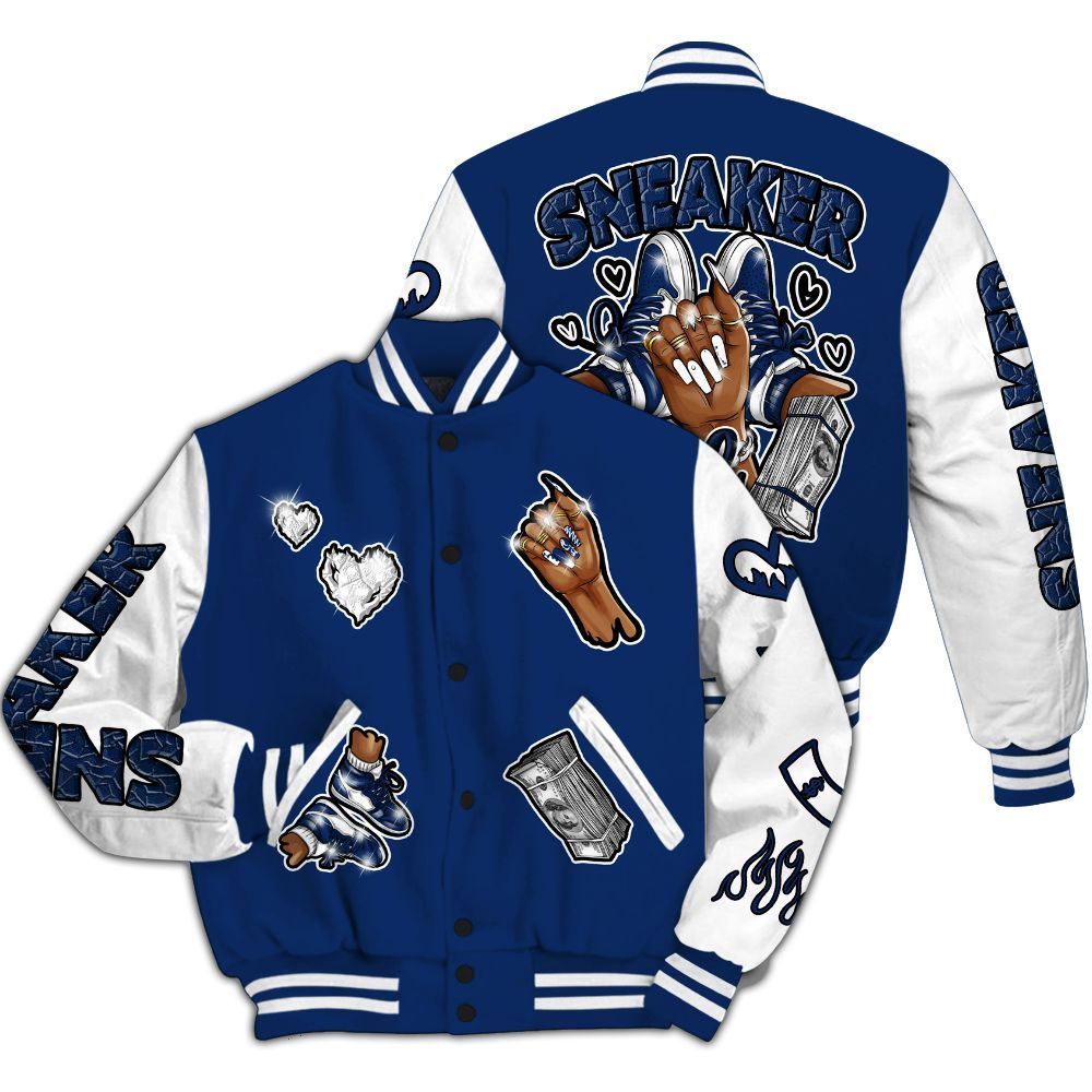 Varsity Jacket To Match High OG Deep Royal Blue 1s - Sneakerz Girlz All Over Print