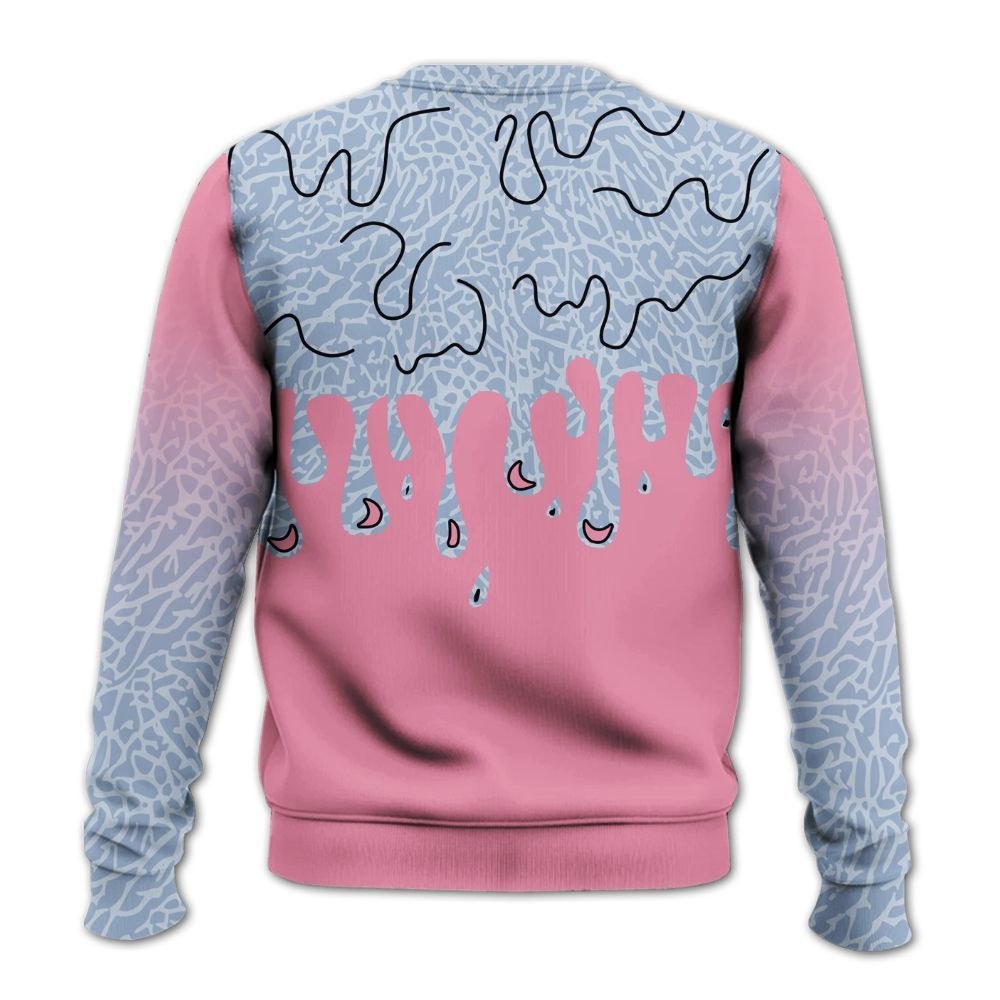 Sweatshirt To Match Denim Pink Glow 3s - Trust No One Drip All Over Print