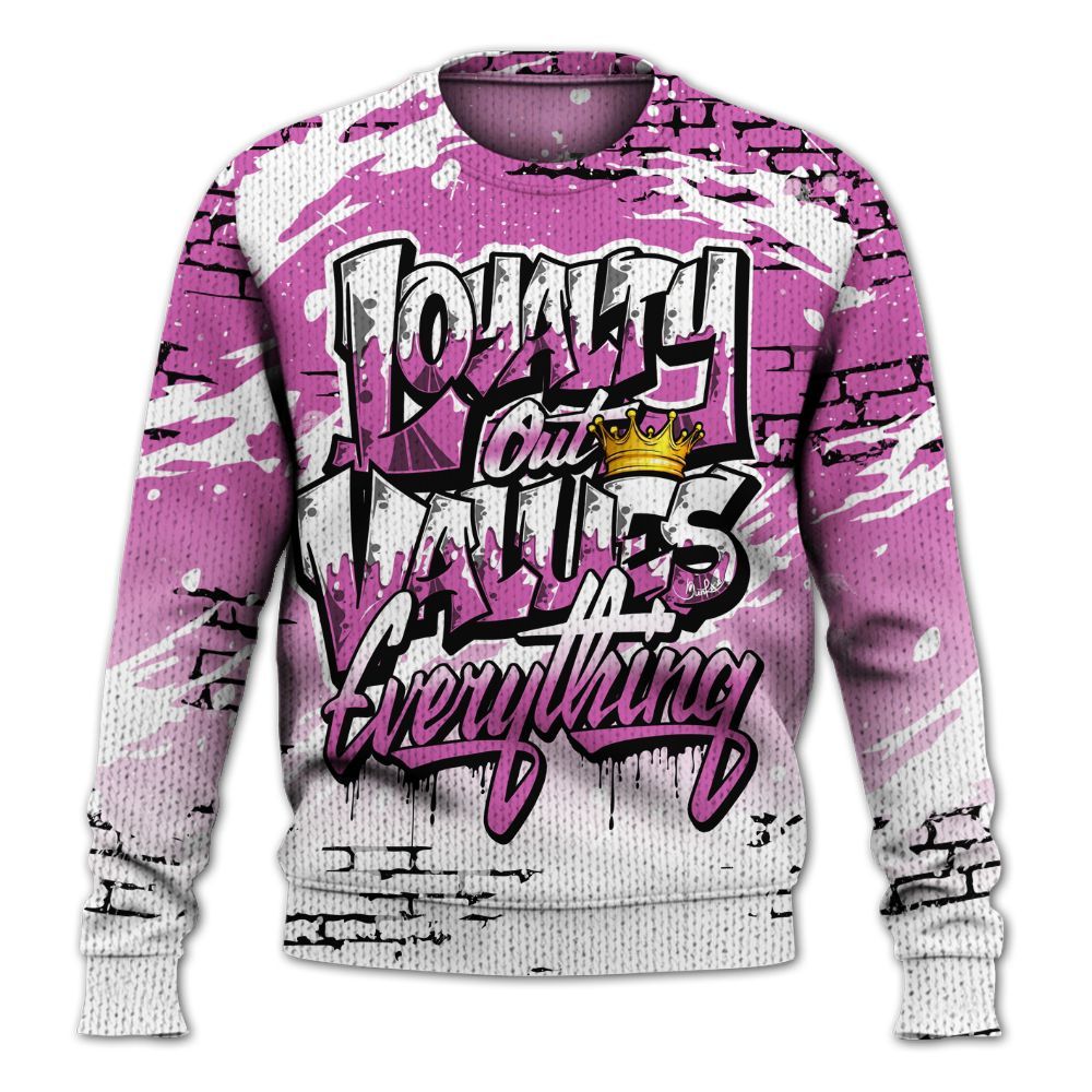 Knitted Sweater To Match Hyper Violet 4s - Values Of Loyalty Drip