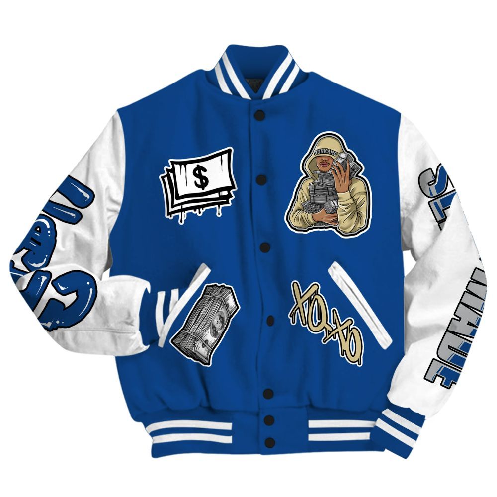 Varsity Jacket To Match Air Ship Royal Blue - Selfmade Unique All Over Print