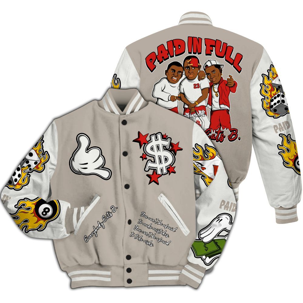 Varsity Jacket To Match Low OG Phantom 1s Shirt, Funny Everybody Paid In Full Graphic All Over Print