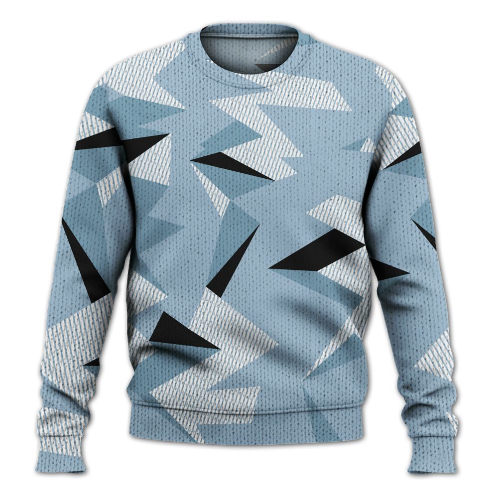 Knitted Sweater To Match Mid Ice Blue 1s - Geometric Camouflage Pattern