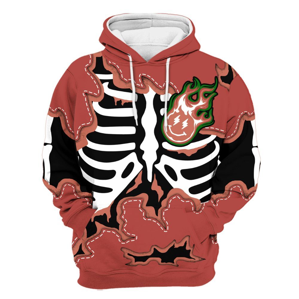 Hoodie To Match Dune Red 13s - Skeleton Smiley Face All Over Print