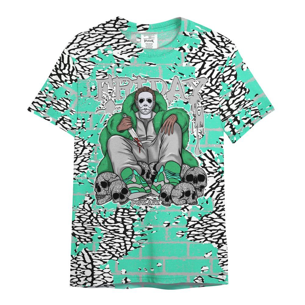 Shirt To Match Black Green Glow 3s - Friday Brick All Over Print