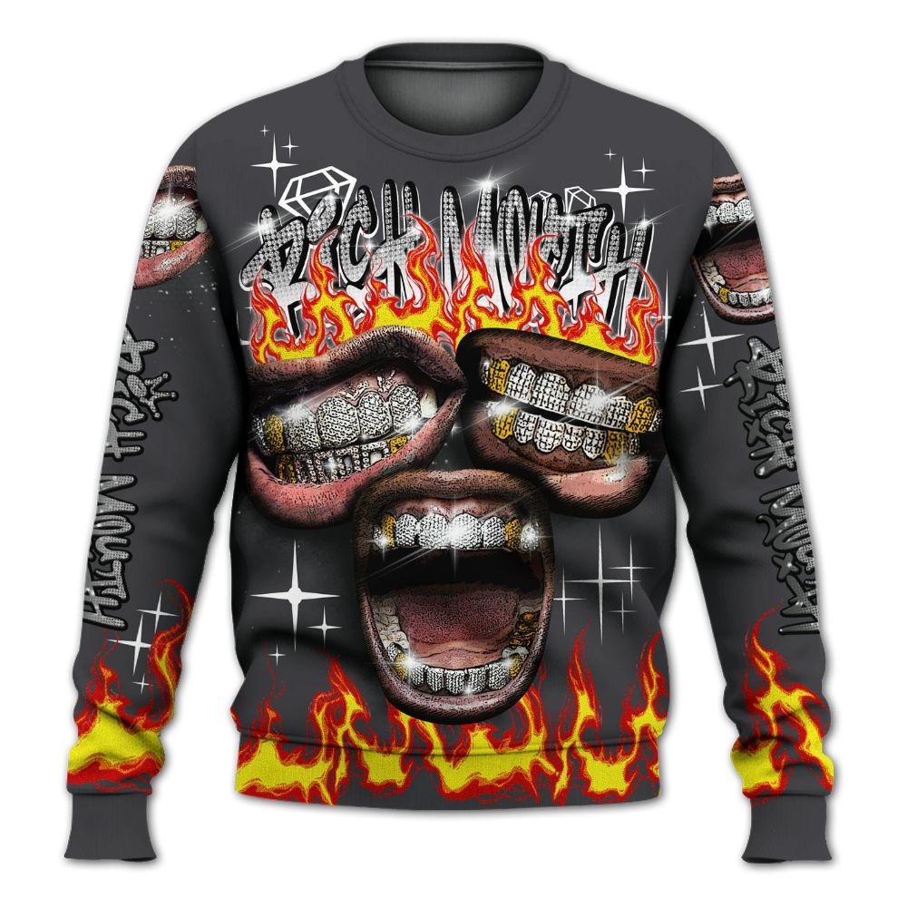Sweatshirt To Match Fear 4s - Rich Mouth Fire Rap Retro 90s All Over Print