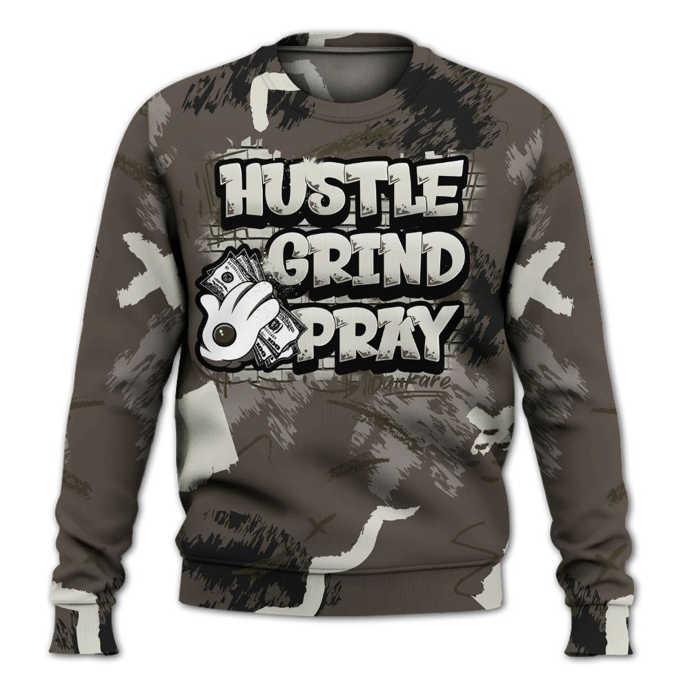 Sweatshirt To Match Cave Stone 4s - Hustle Grind Pray All Over Print