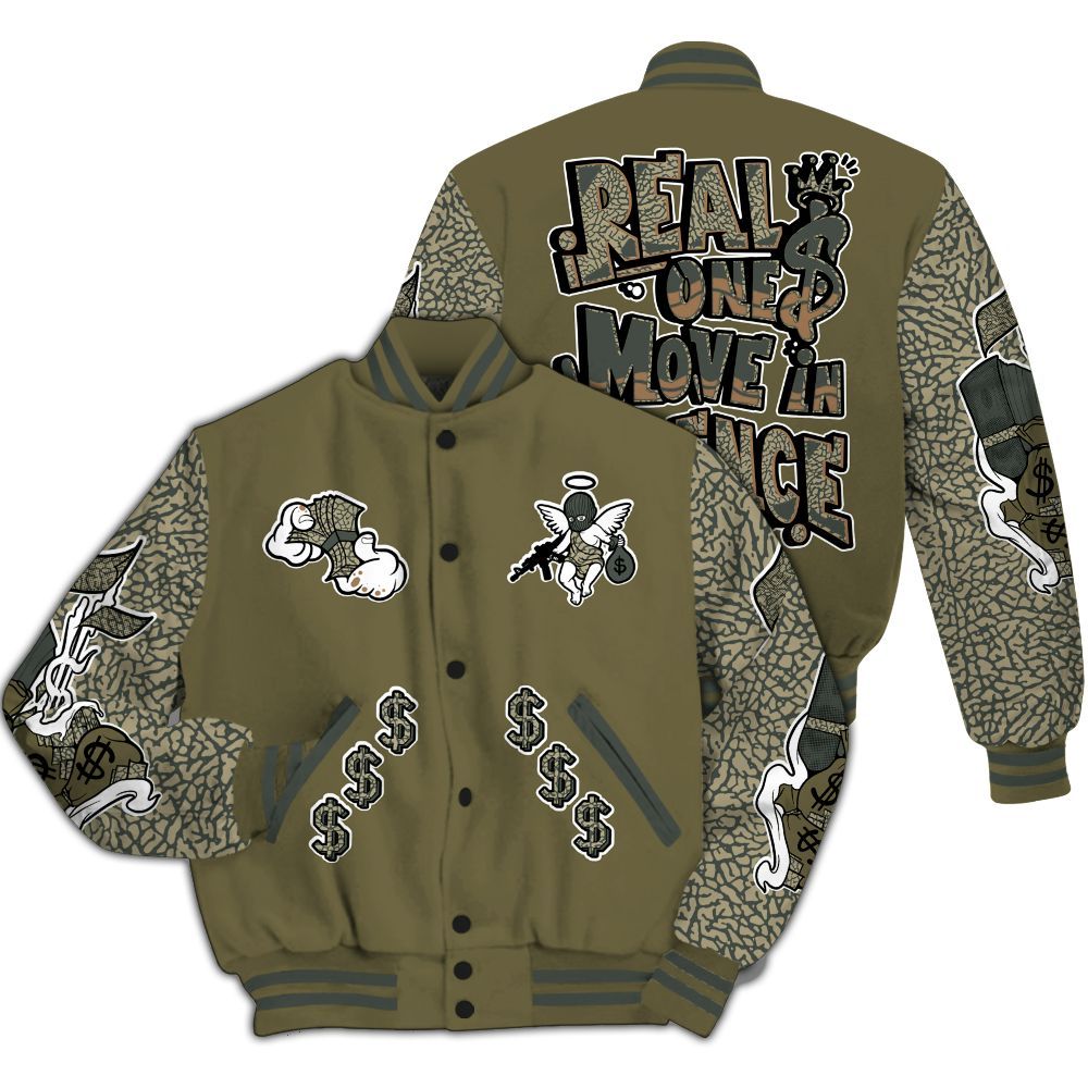 Varsity Jacket To Match Retro Family Affair 3s - Ones Move In Silence Graphic All Over Print